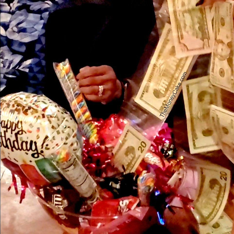 Money Surprise coming out of bowl of candy