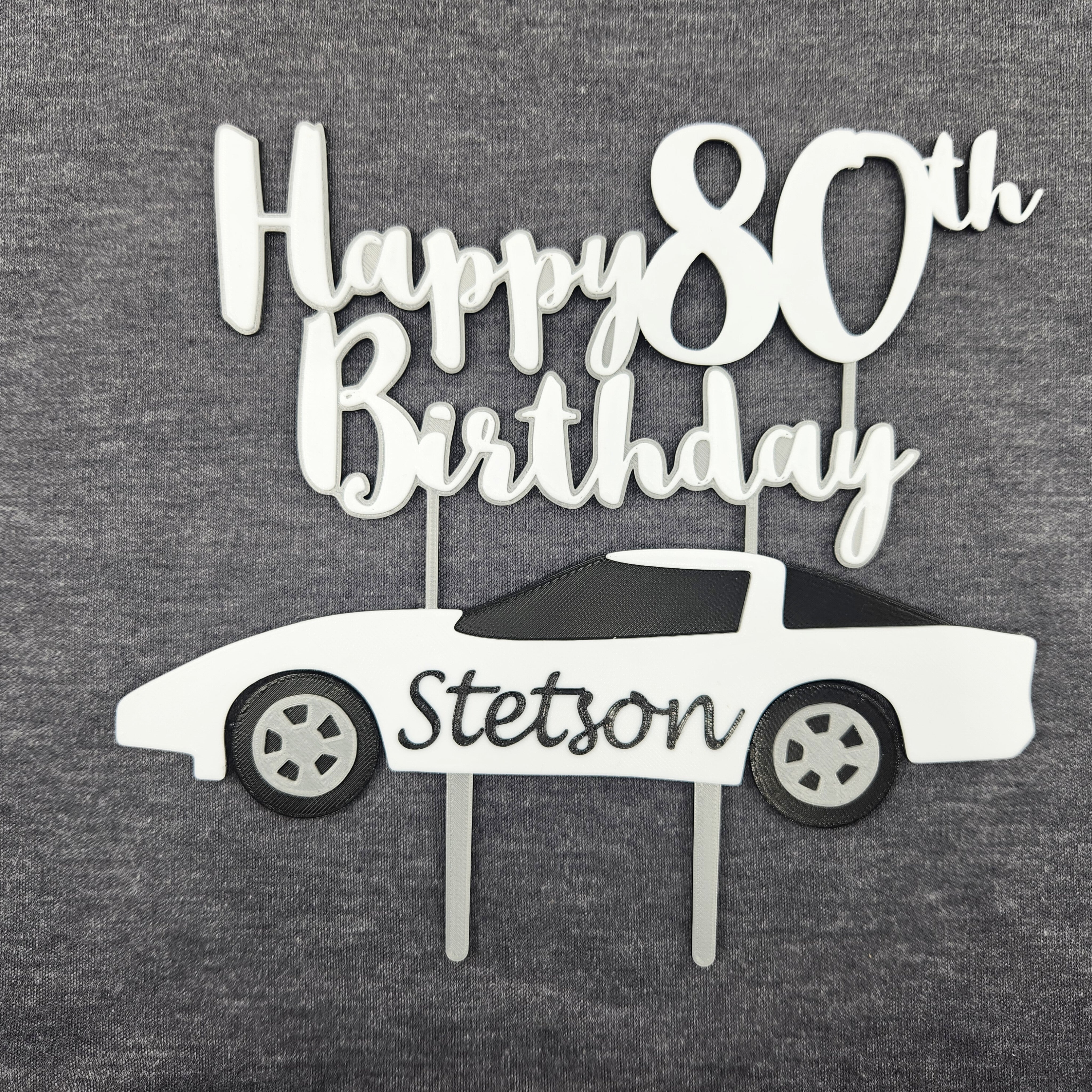 Sports Car Cake Topper: Happy Birthday Custom Number/Age