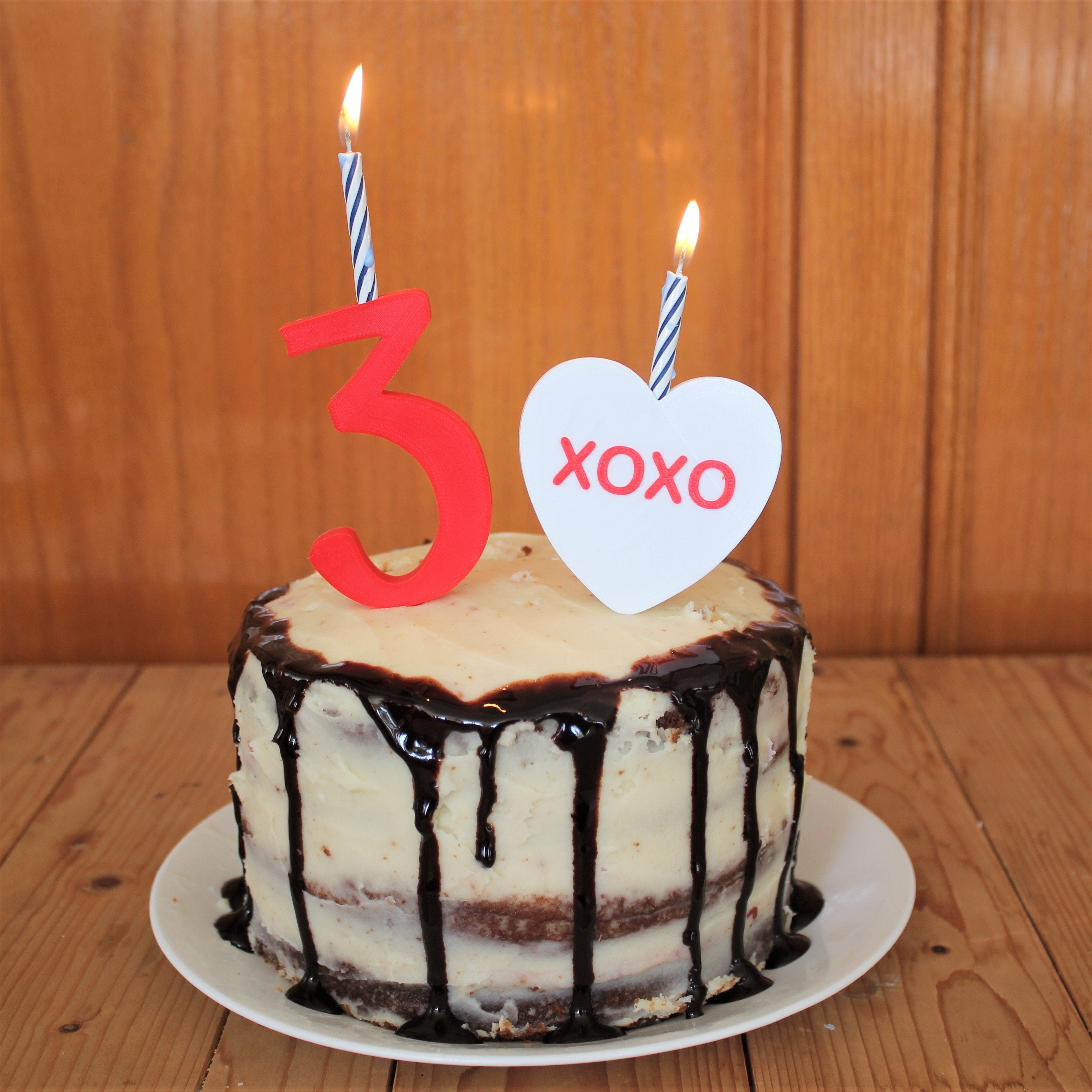 Birthday Number Cake Topper & Candle Holder (3"/Individual) The Money Cake 1 Red 