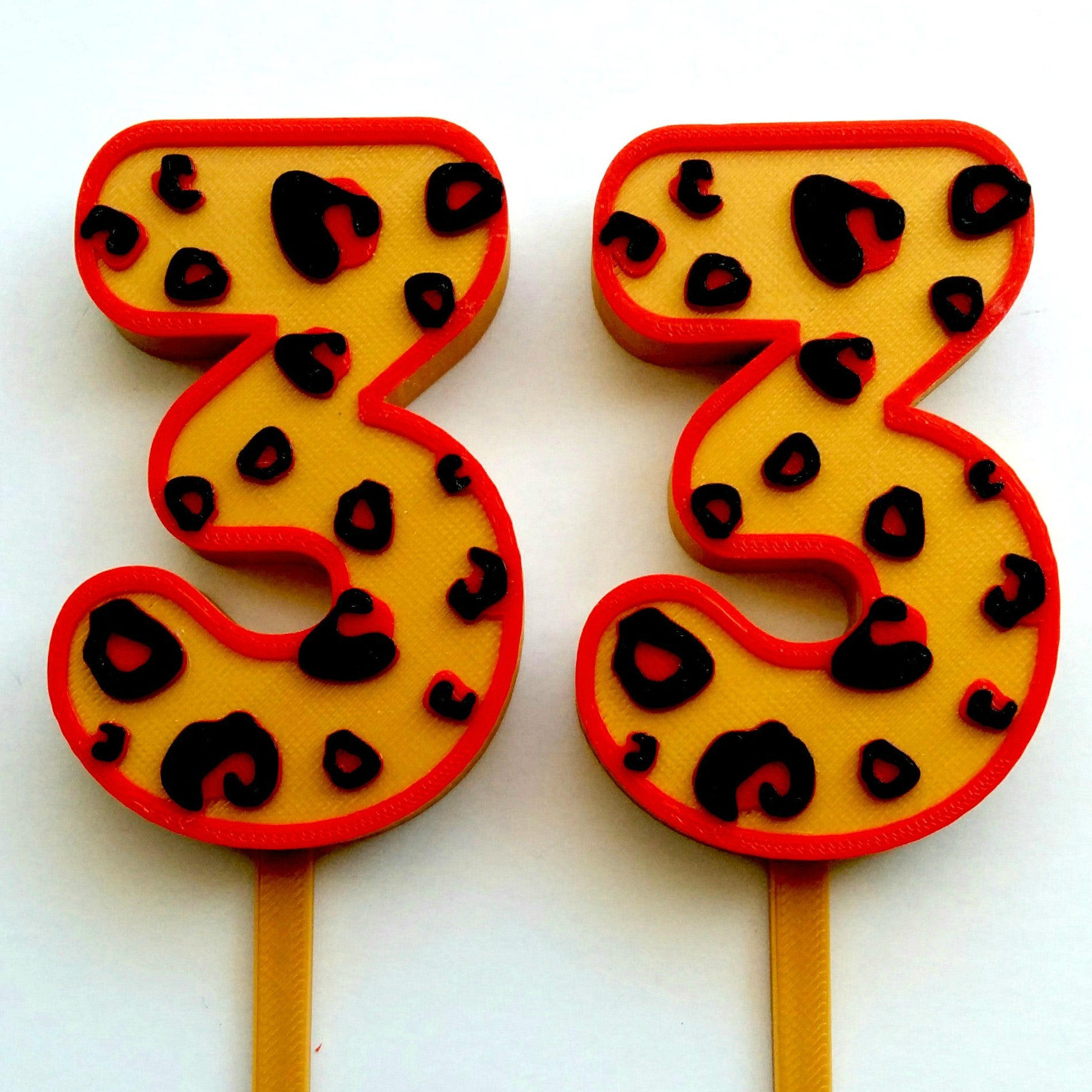 Leopard Pattern Number Cake Topper & Candle Holder