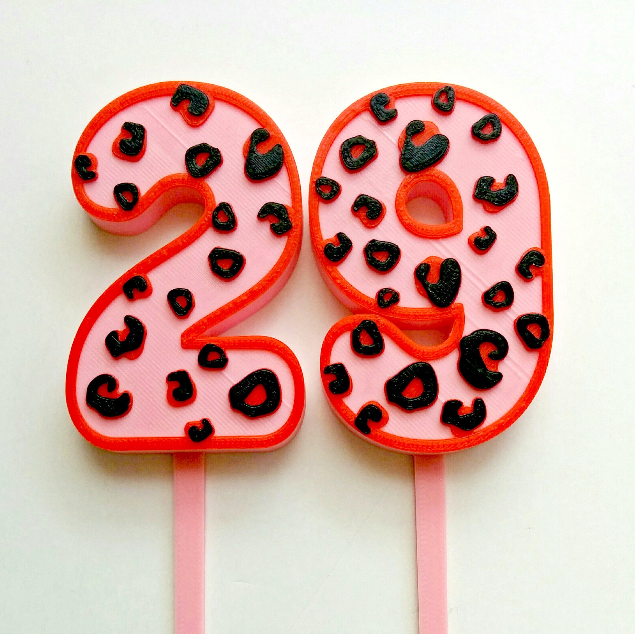 Leopard Pattern Number Cake Topper & Candle Holder