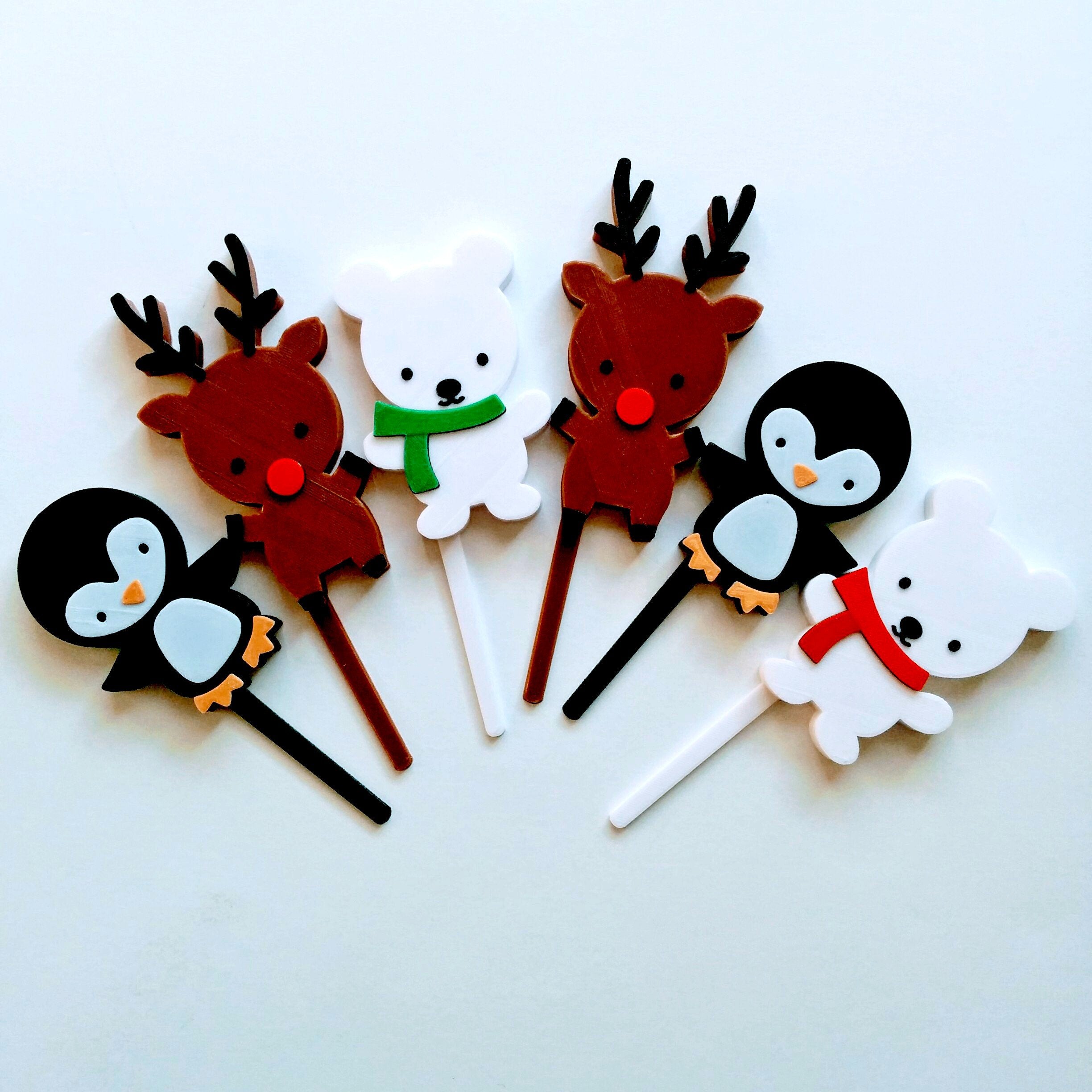 Winter Animal Cake Toppers - Penguin, Rudolph, Polar Bears The Money Cake 