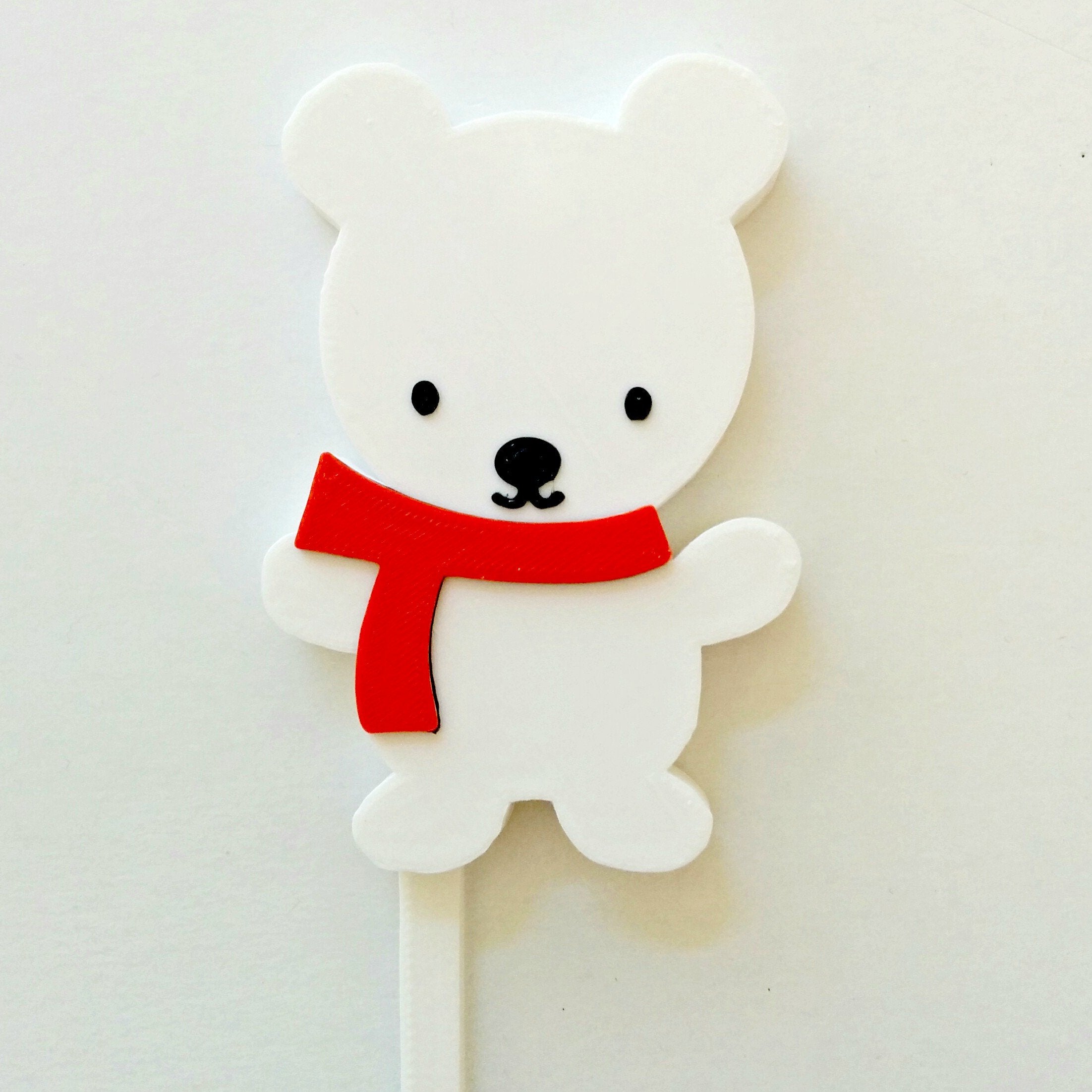 Winter Animal Cake Toppers - Penguin, Rudolph, Polar Bears The Money Cake Polar Bear (red scarf) 